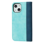 Scratch Resistant Phone Cover Full Protection Auto-absorbed Bi-color Splicing Design Leather Wallet Phone Case for iPhone 13 mini 5.4 inch