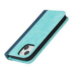Scratch Resistant Phone Cover Full Protection Auto-absorbed Bi-color Splicing Design Leather Wallet Phone Case for iPhone 13 mini 5.4 inch