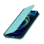 Scratch Resistant Phone Cover Full Protection Auto-absorbed Bi-color Splicing Design Leather Wallet Phone Case for iPhone 13 mini 5.4 inch