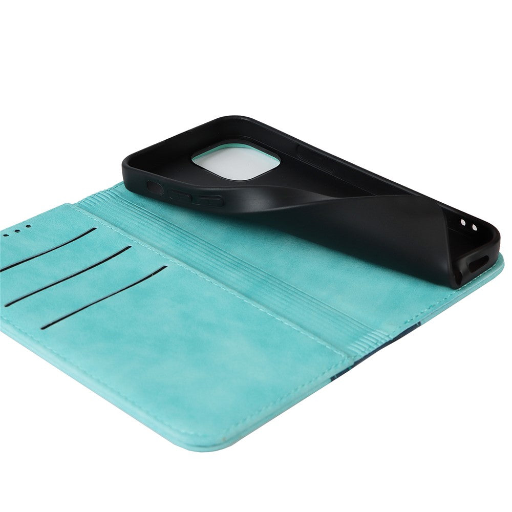 Scratch Resistant Phone Cover Full Protection Auto-absorbed Bi-color Splicing Design Leather Wallet Phone Case for iPhone 13 mini 5.4 inch