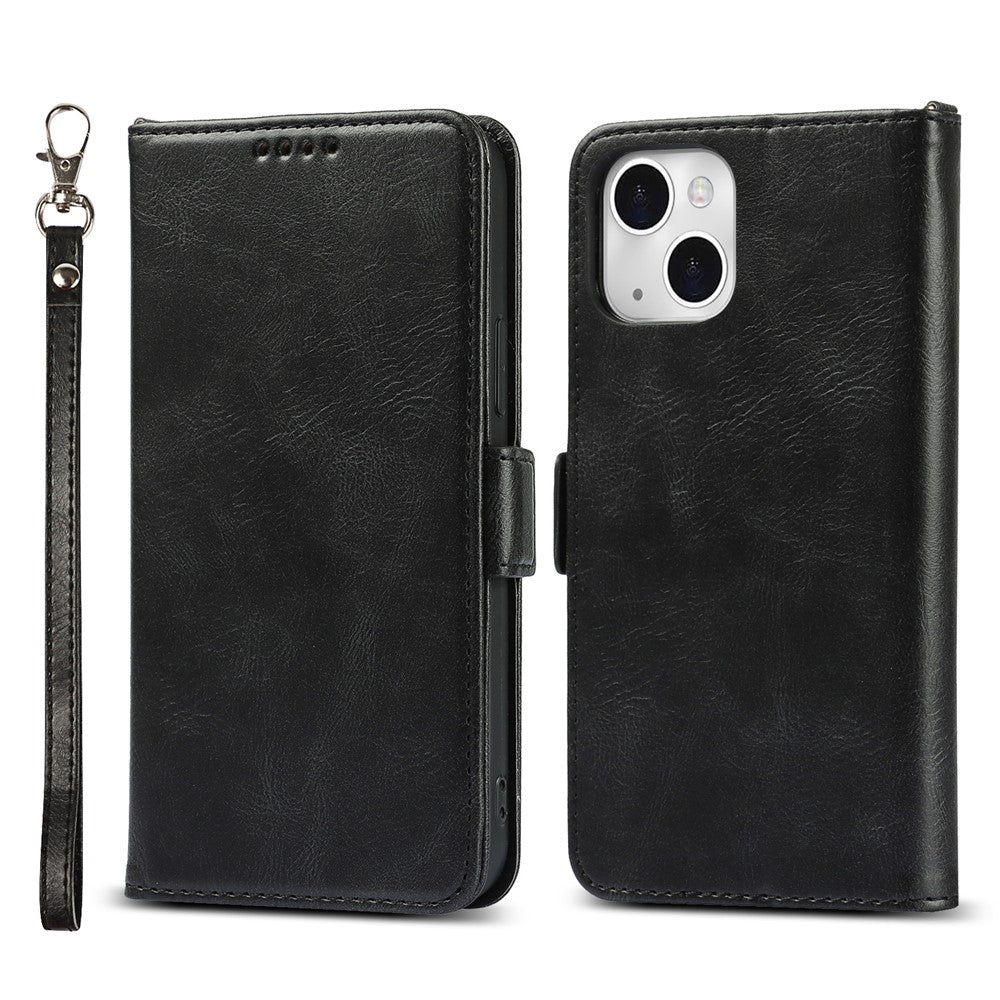 Retro Style Phone Shell Case RFID Blocking Magnetic Closure Wallet Phone Cover for iPhone 13 mini 5.4 inch