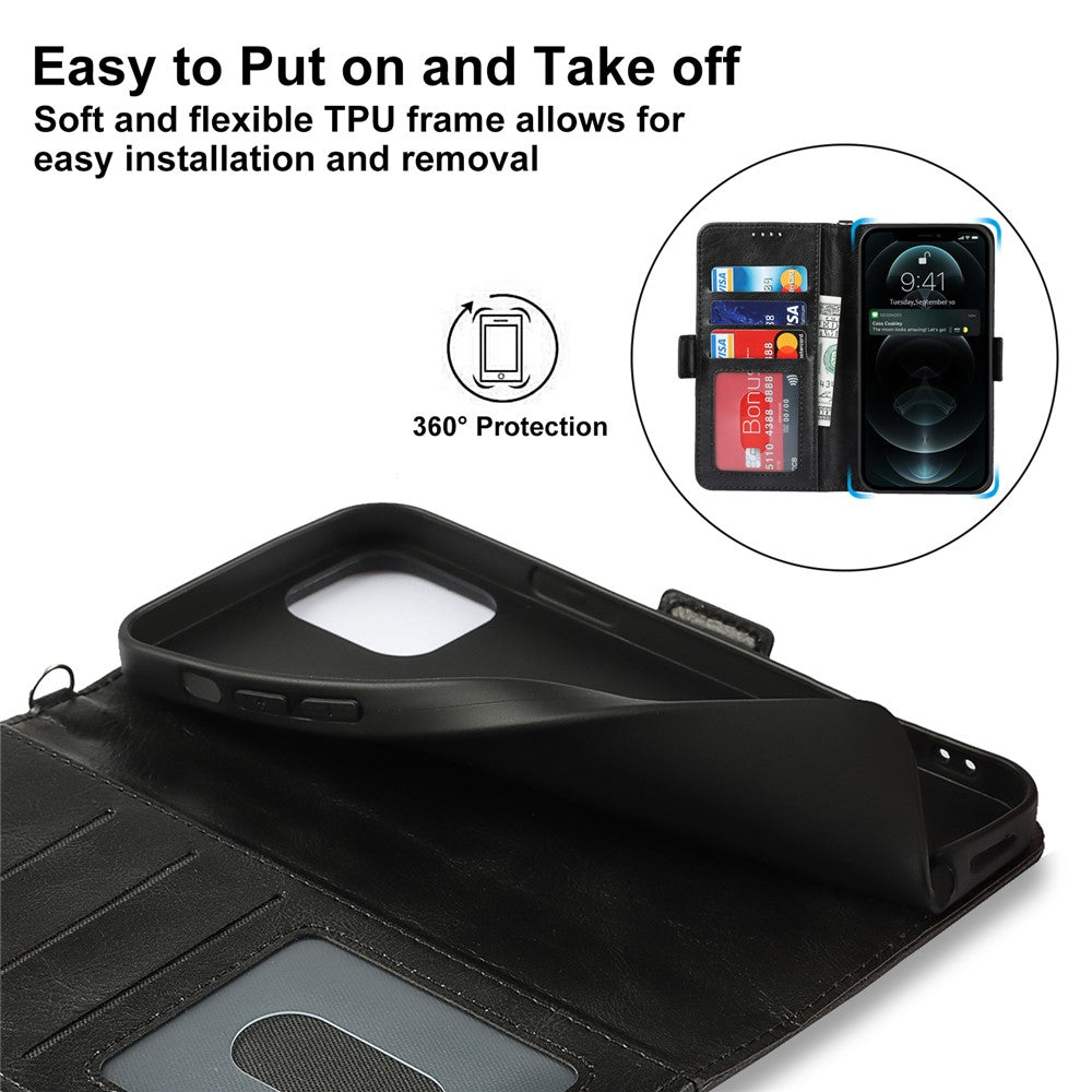 Retro Style Phone Shell Case RFID Blocking Magnetic Closure Wallet Phone Cover for iPhone 13 mini 5.4 inch