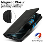 Retro Style Phone Shell Case RFID Blocking Magnetic Closure Wallet Phone Cover for iPhone 13 mini 5.4 inch