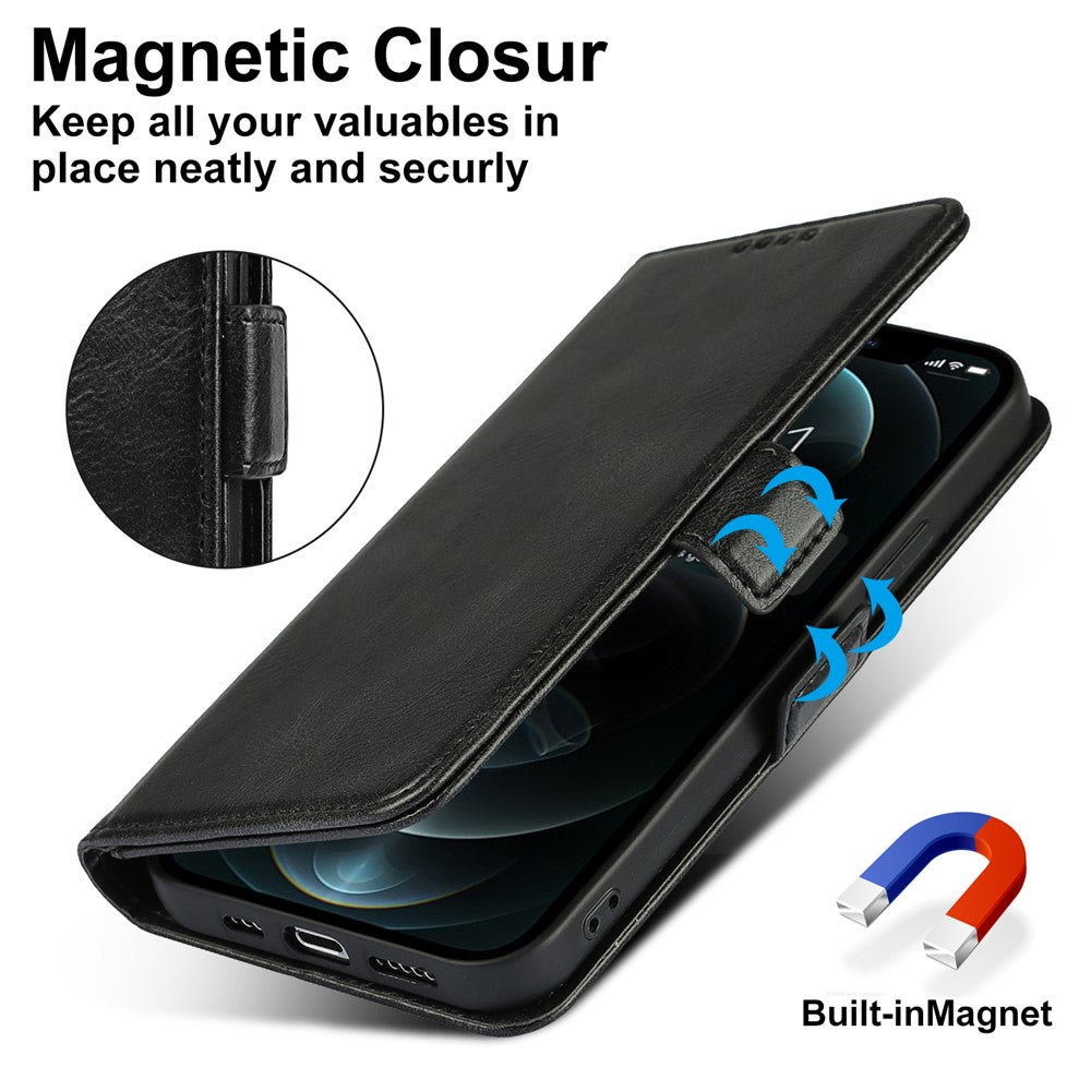 Retro Style Phone Shell Case RFID Blocking Magnetic Closure Wallet Phone Cover for iPhone 13 mini 5.4 inch