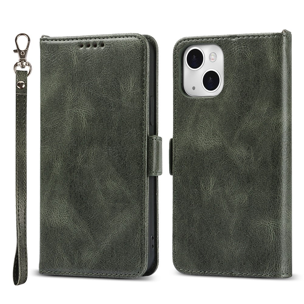 Retro Style Phone Shell Case RFID Blocking Magnetic Closure Wallet Phone Cover for iPhone 13 mini 5.4 inch