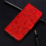 Imprinting Mandala Flower Scratch-resistant Leather Phone Cover Stand Wallet Protective Case for iPhone 13 mini 5.4 inch