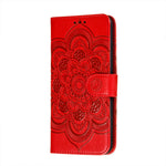 Imprinting Mandala Flower Scratch-resistant Leather Phone Cover Stand Wallet Protective Case for iPhone 13 mini 5.4 inch