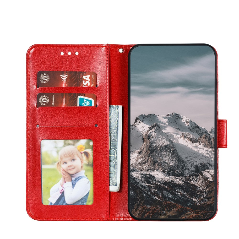Imprinting Mandala Flower Scratch-resistant Leather Phone Cover Stand Wallet Protective Case for iPhone 13 mini 5.4 inch