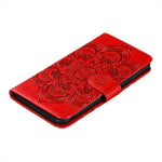 Imprinting Mandala Flower Scratch-resistant Leather Phone Cover Stand Wallet Protective Case for iPhone 13 mini 5.4 inch