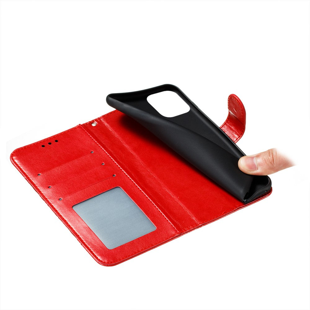 Imprinting Mandala Flower Scratch-resistant Leather Phone Cover Stand Wallet Protective Case for iPhone 13 mini 5.4 inch