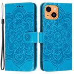 Imprinting Mandala Flower Scratch-resistant Leather Phone Cover Stand Wallet Protective Case for iPhone 13 mini 5.4 inch