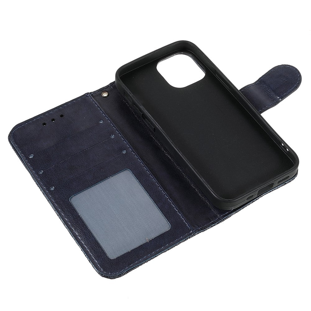 Spetsblommönster med tryck, foliofodral, mjukt PU-läder, plånboksfodral med magnetisk stängning och handledsrem för iPhone 13 mini 5,4 tum