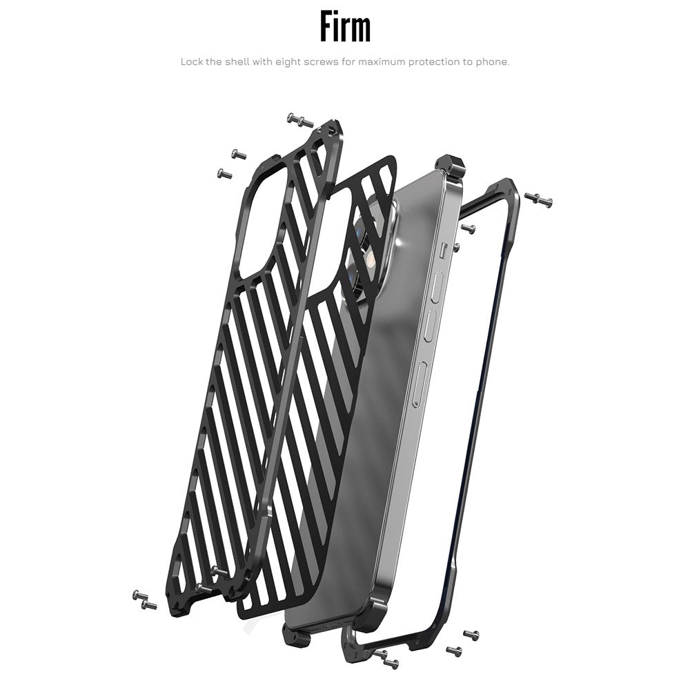 R-JUST RJ-50 Scratch-resistant Stylish Aluminum Alloy Metal Frame Hollow Well-protected Case with Lens Protector for iPhone 12 Pro Max 6.7 inch