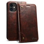 SUTENI 055 Series Magnetic Auto Closure PU Leather Case Wallet Stand Shockproof TPU Inner Shell Phone Cover for iPhone 12 mini 5.4 inch