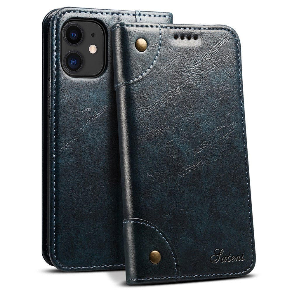 SUTENI 055 Series Magnetic Auto Closure PU Leather Case Wallet Stand Shockproof TPU Inner Shell Phone Cover for iPhone 12 mini 5.4 inch