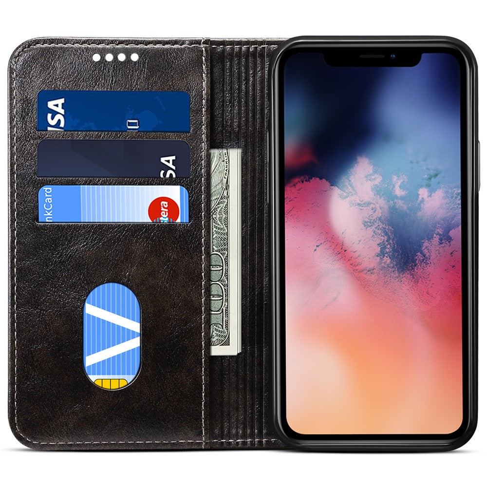 SUTENI 055 Series Shockproof Phone Shell Strong Auto Closure PU Leather+TPU Case Wallet Stand for iPhone 11 Pro 5.8 inch