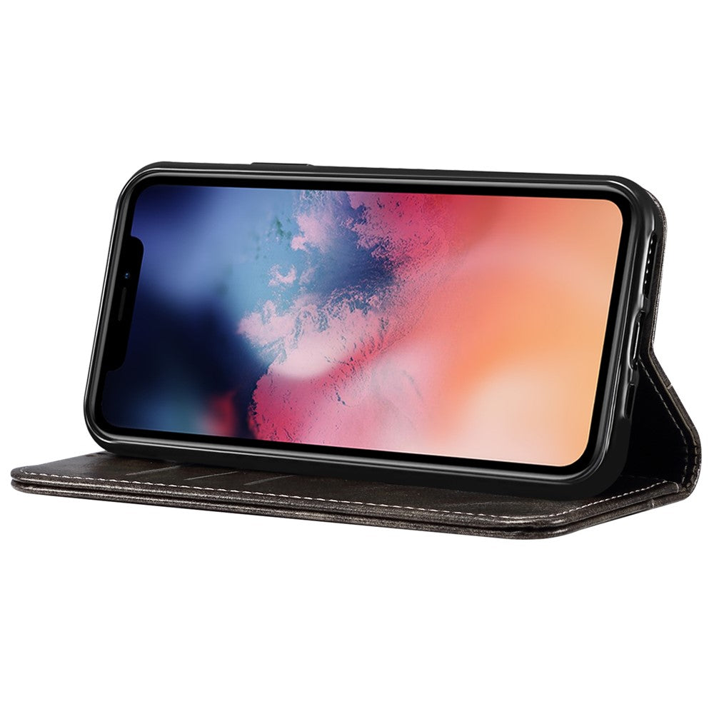 SUTENI 055 Series Shockproof Phone Shell Strong Auto Closure PU Leather+TPU Case Wallet Stand for iPhone 11 Pro 5.8 inch