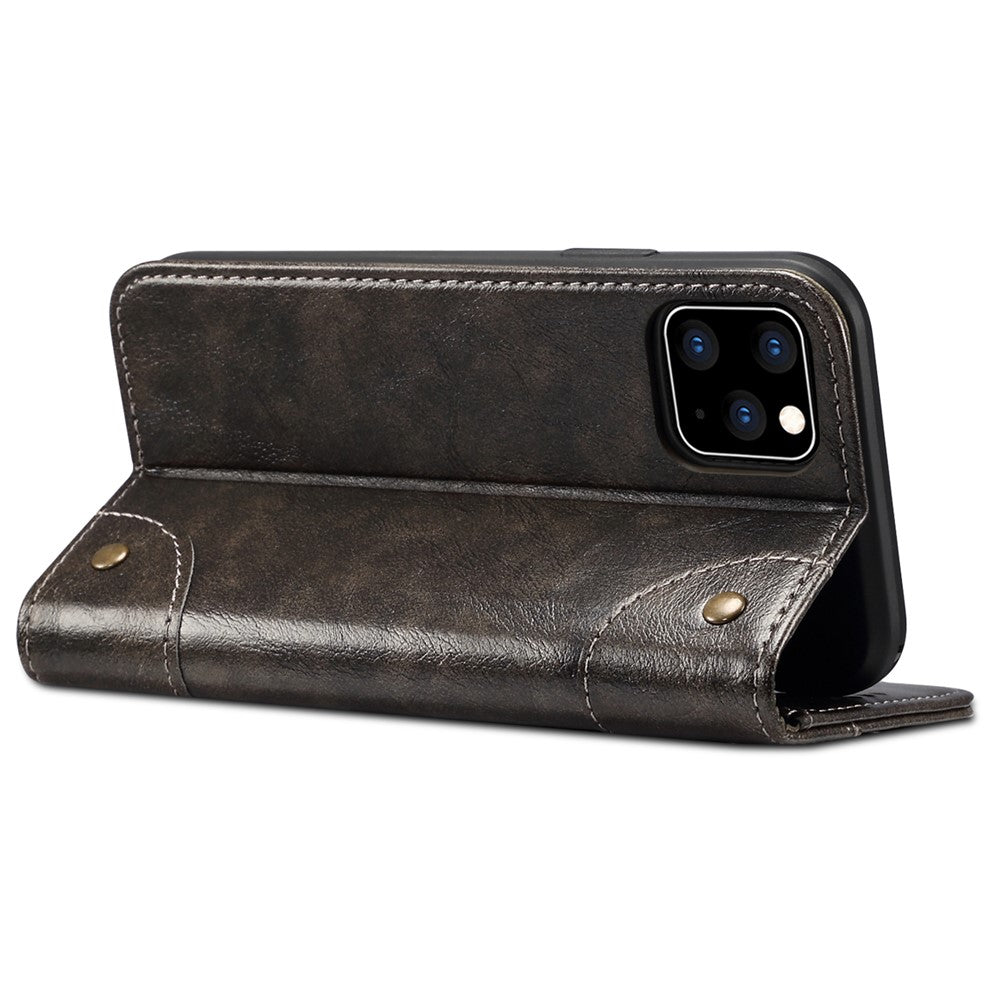 SUTENI 055 Series Shockproof Phone Shell Strong Auto Closure PU Leather+TPU Case Wallet Stand for iPhone 11 Pro 5.8 inch