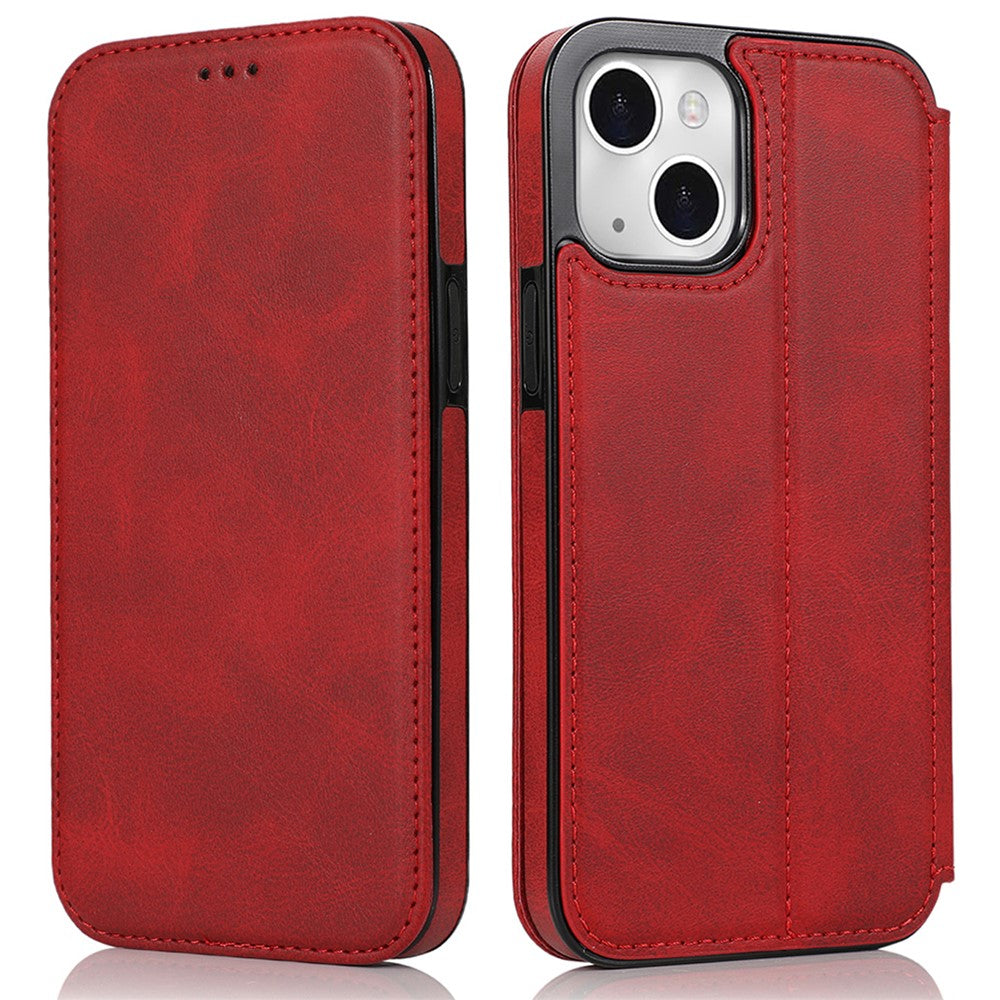 Jazz Series Auto-absorbed Magnetic Closure Stand Leather Phone Cover Shell with Card Slots for iPhone 13 mini 5.4 inch