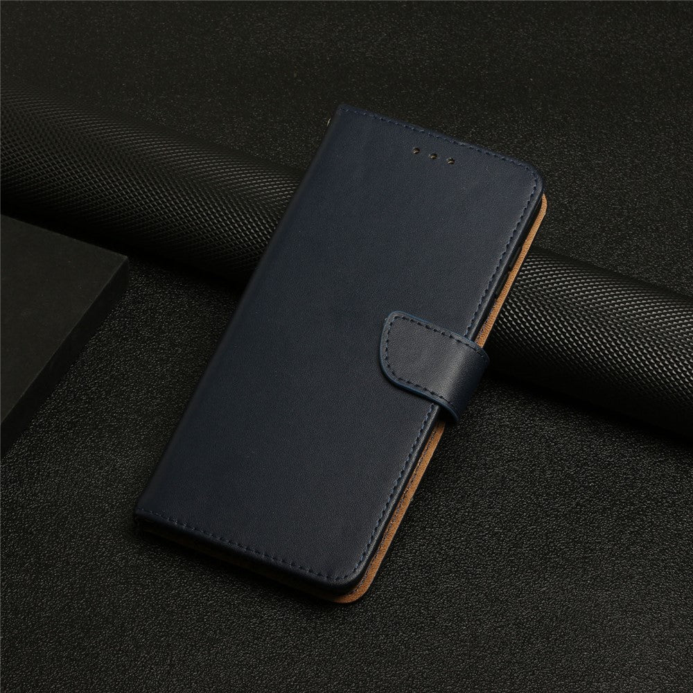 Nappa Texture Solid Color Cover Wallet Genuine Leather Phone Case Shell with Stand for iPhone 13 Pro 6.1 inch