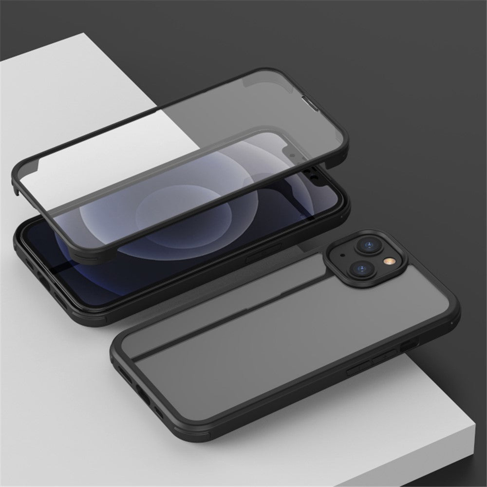 Ridsefast Dobbeltsidet Hærdet Glas+TPU Kant Telefoncover Telefonbeskyttelse til iPhone 13 6.1 tommer