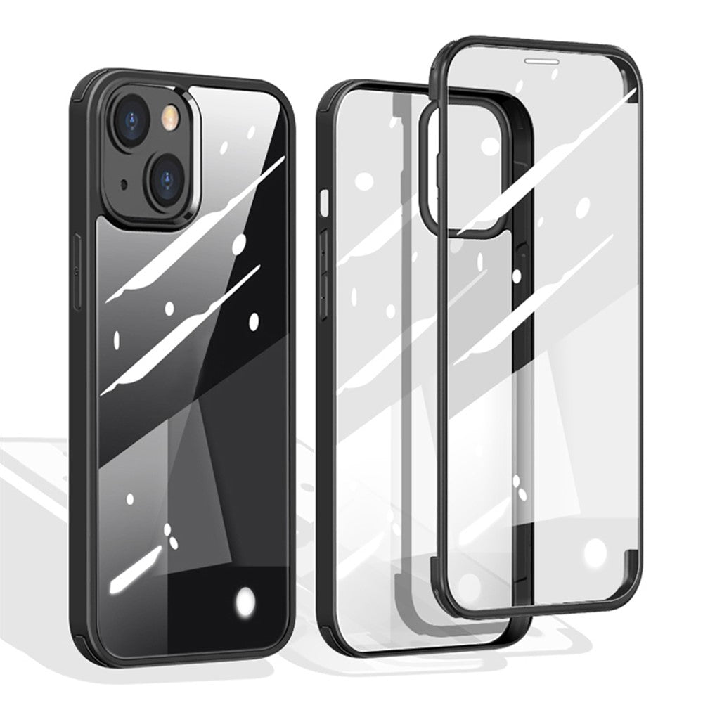 Ridsefast Dobbeltsidet Hærdet Glas+TPU Kant Telefoncover Telefonbeskyttelse til iPhone 13 6.1 tommer