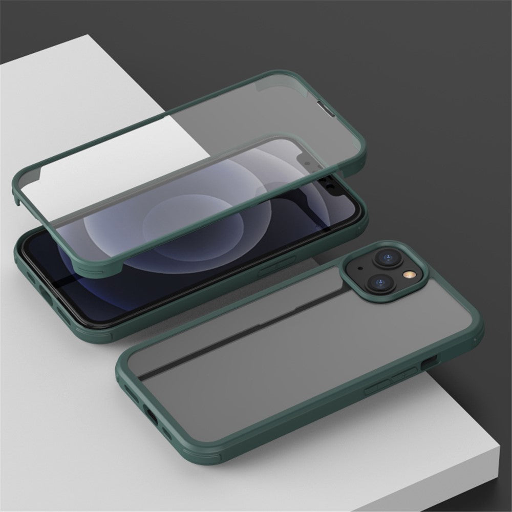 Ridsefast Dobbeltsidet Hærdet Glas+TPU Kant Telefoncover Telefonbeskyttelse til iPhone 13 6.1 tommer
