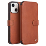 QIALINO Genuine Cowhide Leather Wallet Protective Phone Case Cover for iPhone 13 mini 5.4 inch