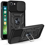 Kameraskydedæksel Ringholder Kickstand Design PC + TPU Drop-proof Telefoncover til iPhone SE (2022)/SE (2020)/8/7