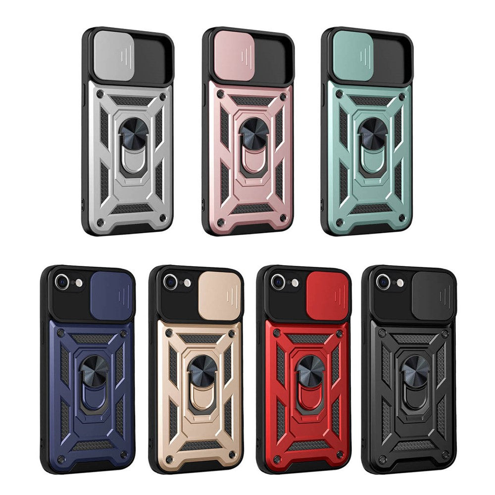 Kameraskydedæksel Ringholder Kickstand Design PC + TPU Drop-proof Telefoncover til iPhone SE (2022)/SE (2020)/8/7