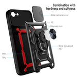 Kameraskydedæksel Ringholder Kickstand Design PC + TPU Drop-proof Telefoncover til iPhone SE (2022)/SE (2020)/8/7