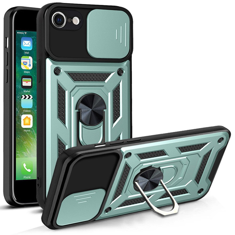 Kameraskydedæksel Ringholder Kickstand Design PC + TPU Drop-proof Telefoncover til iPhone SE (2022)/SE (2020)/8/7
