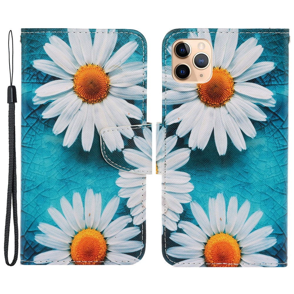 Magnetic Flip Pattern Printing Inner TPU and PU Leather Wallet Case Stand Folio Cover with Strap for iPhone 11 Pro 5.8 inch