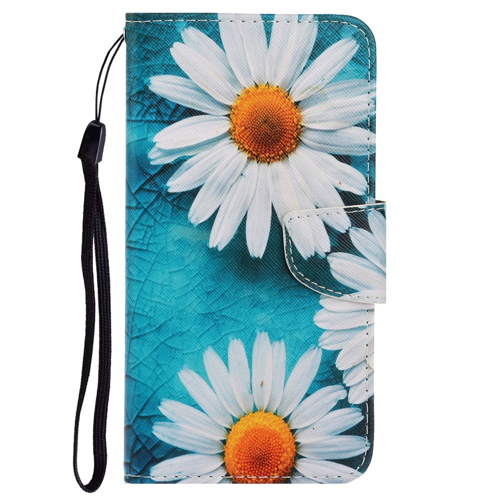 Stylish Pattern Printing PU Leather Wallet Case Magnetic Flip Stand Folio Cover with Strap for iPhone SE (2022)/SE (2020)/8/7