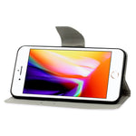 Stylish Pattern Printing PU Leather Wallet Case Magnetic Flip Stand Folio Cover with Strap for iPhone SE (2022)/SE (2020)/8/7