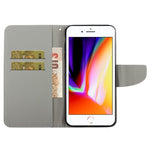 Stylish Pattern Printing PU Leather Wallet Case Magnetic Flip Stand Folio Cover with Strap for iPhone SE (2022)/SE (2020)/8/7