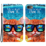 Stylish Pattern Printing PU Leather Wallet Case Magnetic Flip Stand Folio Cover with Strap for iPhone SE (2022)/SE (2020)/8/7