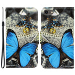Stylish Pattern Printing PU Leather Wallet Case Magnetic Flip Stand Folio Cover with Strap for iPhone SE (2022)/SE (2020)/8/7