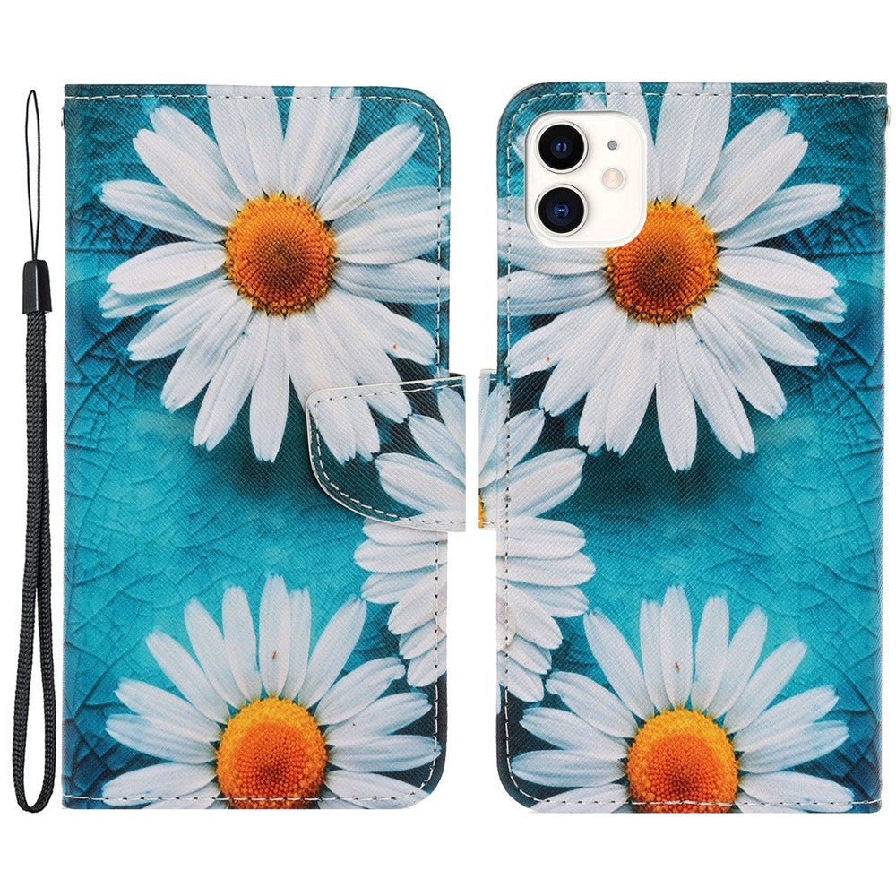 Pung Etui i PU-læder med Håndrem og Mønster, Magnetisk Flip Stand og Folio Cover til iPhone 11 6.1 tommer