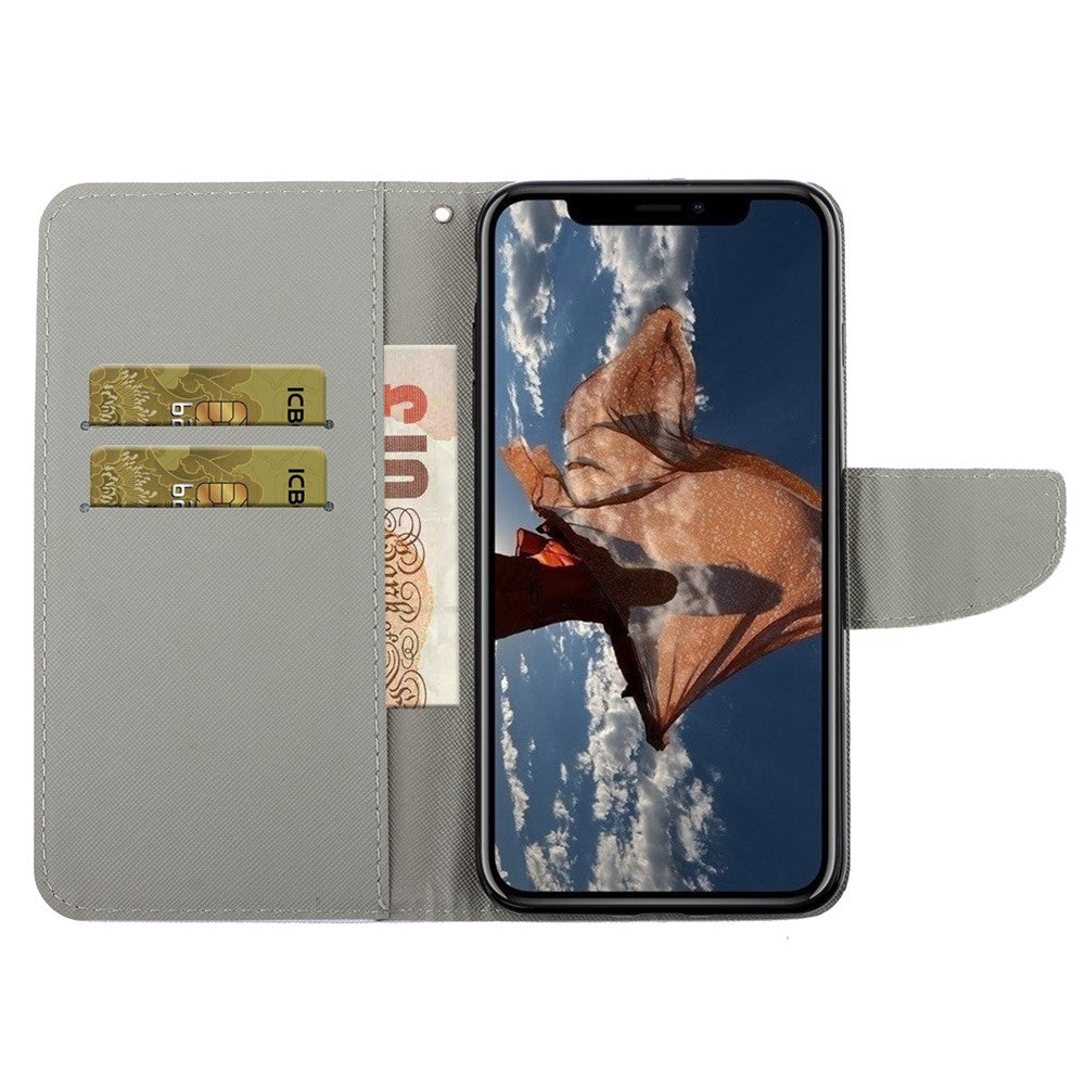 Pung Etui i PU-læder med Håndrem og Mønster, Magnetisk Flip Stand og Folio Cover til iPhone 11 6.1 tommer