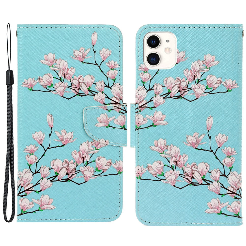 Pung Etui i PU-læder med Håndrem og Mønster, Magnetisk Flip Stand og Folio Cover til iPhone 11 6.1 tommer