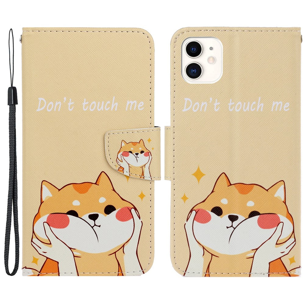 Pung Etui i PU-læder med Håndrem og Mønster, Magnetisk Flip Stand og Folio Cover til iPhone 11 6.1 tommer