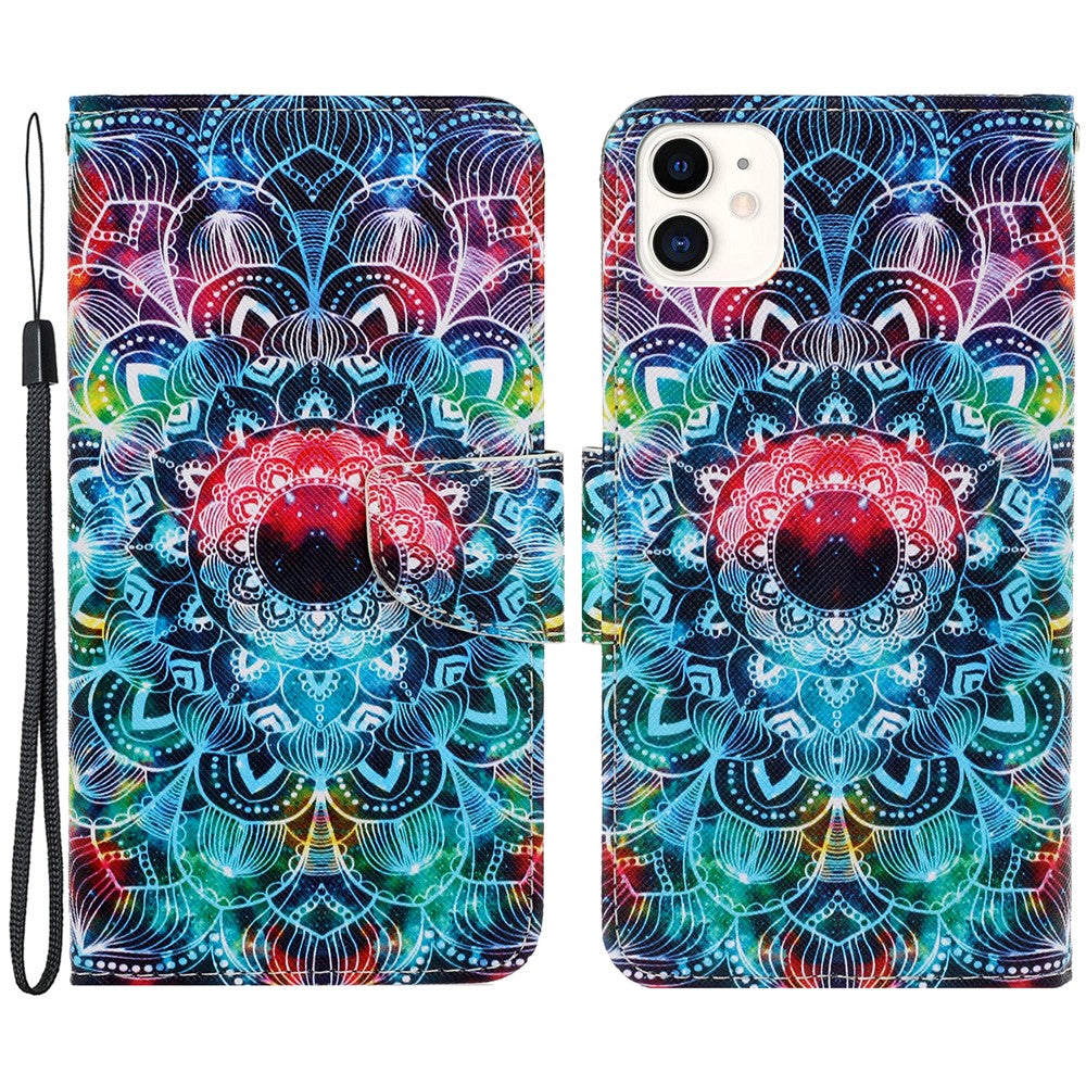 Pung Etui i PU-læder med Håndrem og Mønster, Magnetisk Flip Stand og Folio Cover til iPhone 11 6.1 tommer