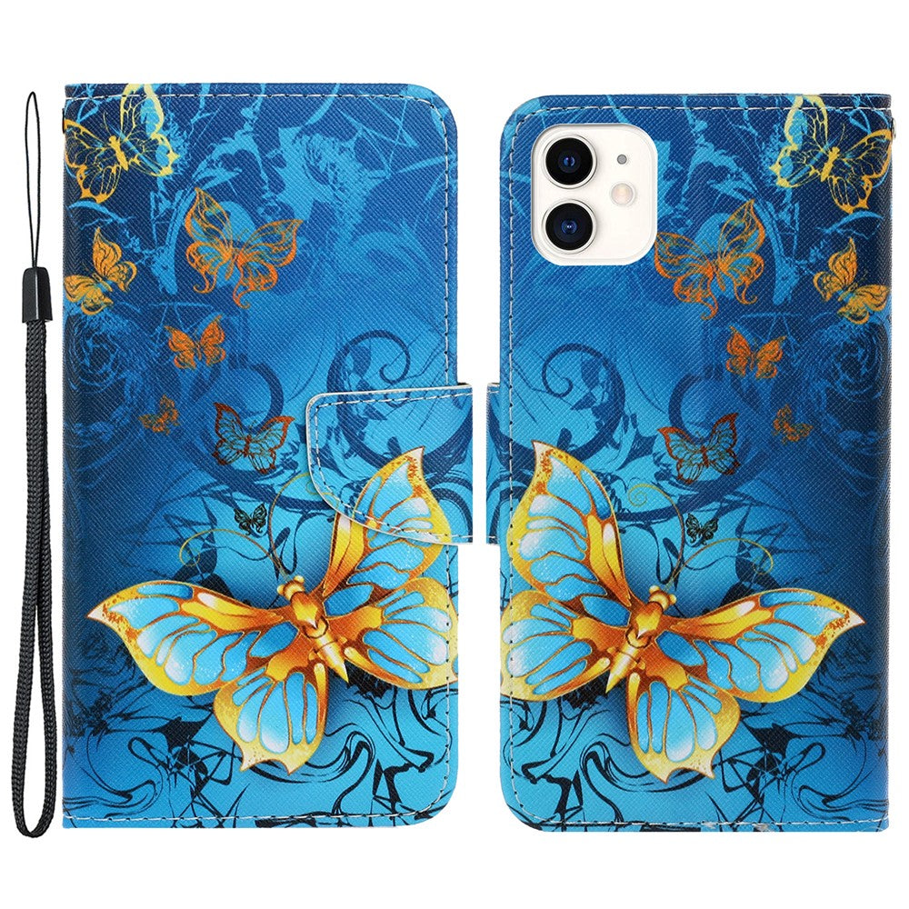 Pung Etui i PU-læder med Håndrem og Mønster, Magnetisk Flip Stand og Folio Cover til iPhone 11 6.1 tommer