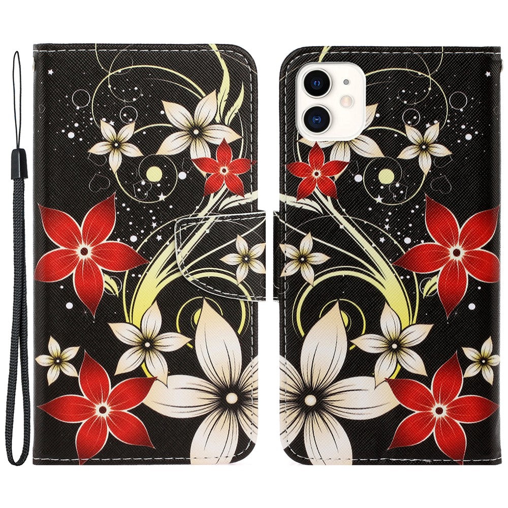 Pung Etui i PU-læder med Håndrem og Mønster, Magnetisk Flip Stand og Folio Cover til iPhone 11 6.1 tommer