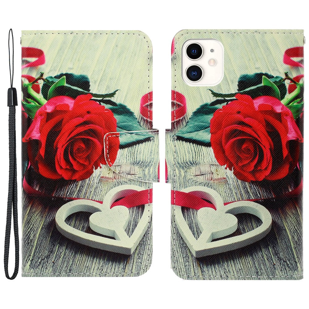 Pung Etui i PU-læder med Håndrem og Mønster, Magnetisk Flip Stand og Folio Cover til iPhone 11 6.1 tommer