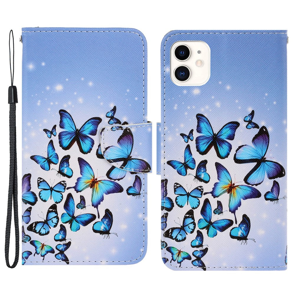 Pung Etui i PU-læder med Håndrem og Mønster, Magnetisk Flip Stand og Folio Cover til iPhone 11 6.1 tommer