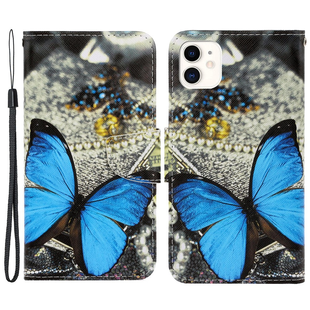 Pung Etui i PU-læder med Håndrem og Mønster, Magnetisk Flip Stand og Folio Cover til iPhone 11 6.1 tommer