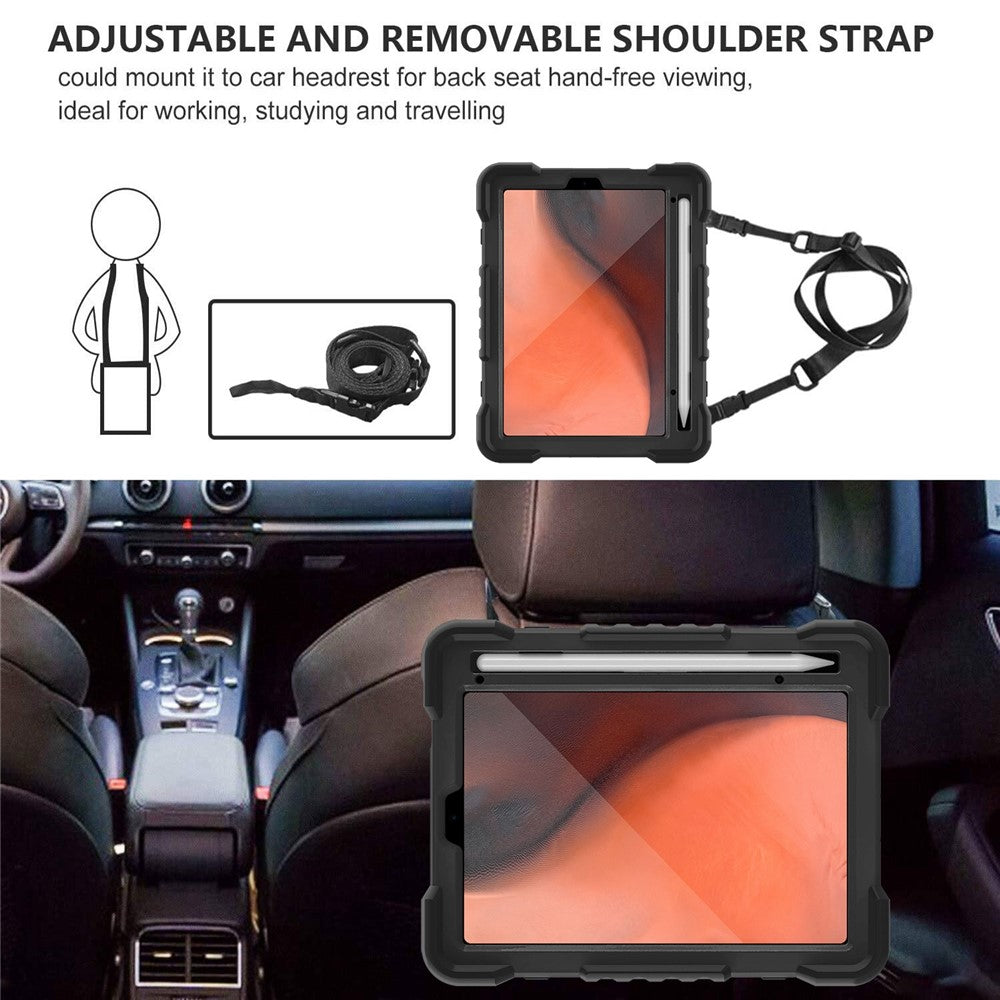 360-degree Rotating Kickstand Anti-Scratch Anti-Drop PC + Silicone Tablet Case with Shoulder Strap for iPad mini (2024) / mini (2021)