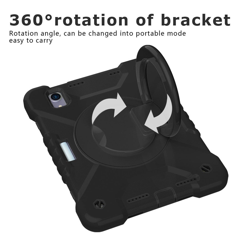 360-degree Rotating Kickstand Anti-Scratch Anti-Drop PC + Silicone Tablet Case with Shoulder Strap for iPad mini (2024) / mini (2021)